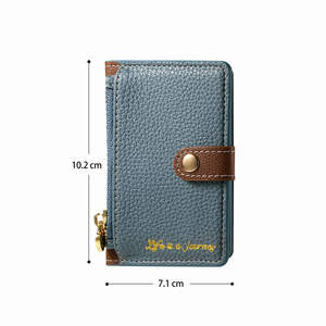 Cartera trasera con múltiples cremalleras de piel de lichi, tarjetero de crédito y identificación de PU grabado, venta al por mayor, con bloqueo RFID magnético para teléfono - Product Image 2