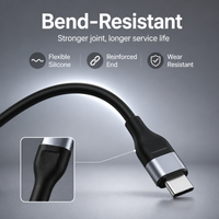 Câble USB-C vers USB-C flexible en silicone 1M/2M 60W 100W, cordon de charge rapide souple pour iPhone 15/16 MacBook iPad Pro