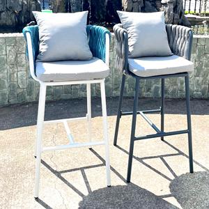 Silla de <span class=keywords><strong>Bar</strong></span> de diseño contemporáneo de gama alta, muebles de cuerda para exteriores para café y bistró, marco de aluminio para hogar y Villa - Product Image 5