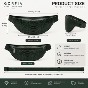 OEM ODM Men Snake Texture Waist Bag PU Leather <b>Belt</b> Bag Casual Crossbody Sling Bag Adjustable Strap <b>Travel</b> Hip Pack Low MOQ 100 - Product Image 3