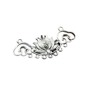 Épingle à cheveux Fleur de Lotus en Cuivre Plaqué Or et Argent, Style Ancien, Accessoire de Coiffure Nuptiale DIY - Product Image 5