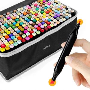 Ensemble de stylos marqueurs artistiques à double pointe, à base d'alcool/d'eau, personnalisés, 60, 80, 120, 168 couleurs, pour le dessin et l'illustration - Product Image 1