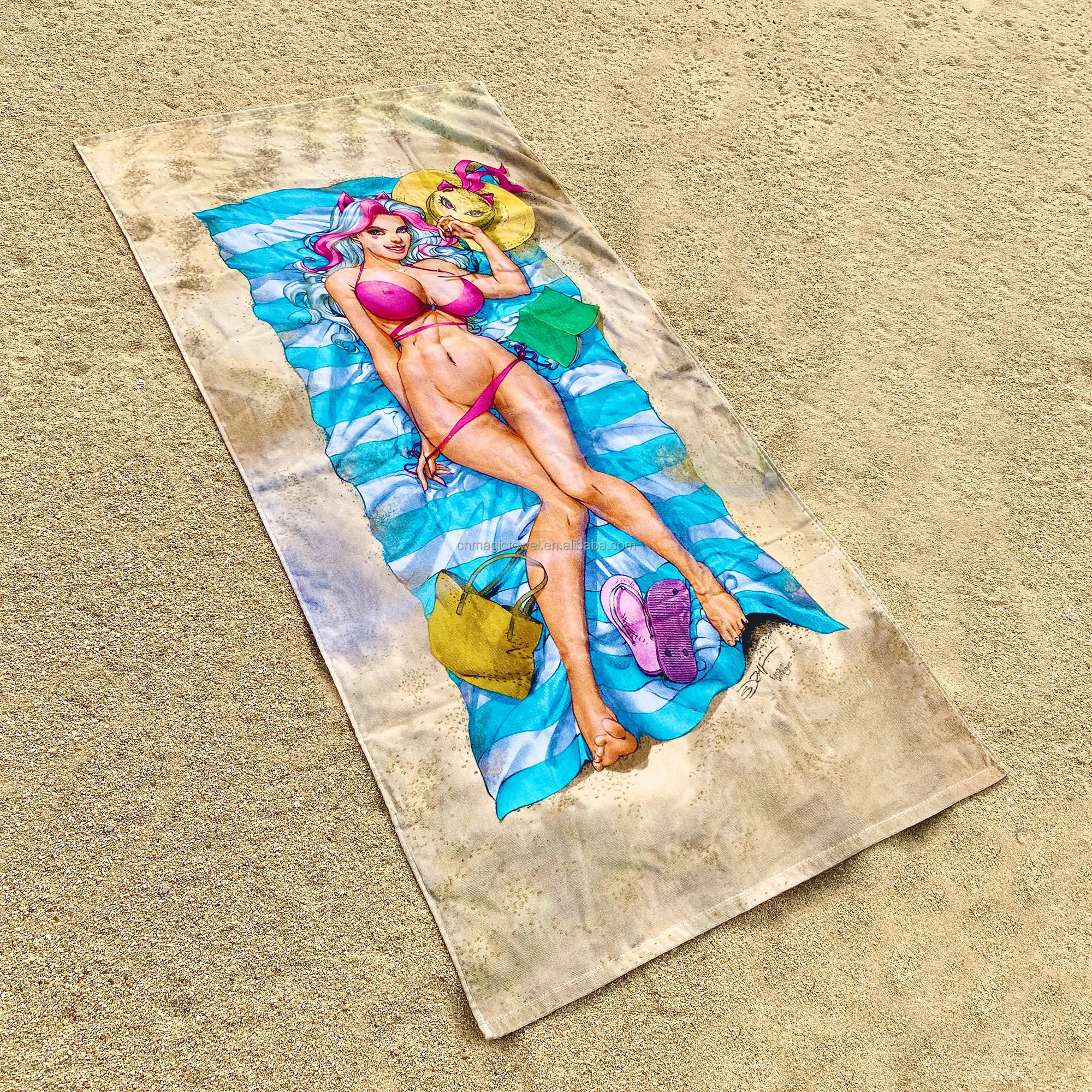 하이 퀄리티 개인 땀 디자이너 로고 섹시한 디자인 인쇄 100% 면 목욕 샤워 수영 사용자 정의 여름 해변 수건