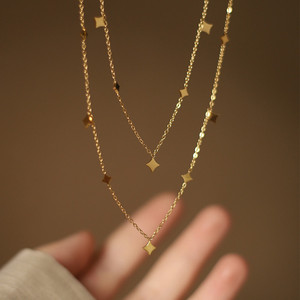 <span class=keywords><strong>Collana</strong></span> Semplice <span class=keywords><strong>con</strong></span> Iniziale e Piccole Stelle in Acciaio Inossidabile Placcato Oro 18K Impermeabile, Gioielli alla Moda all'Ingrosso - Product Image 3