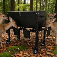 JH-Mech Distributeur automatique de nourriture pour cerfs, personnalisé, étanche, grande capacité 128 lb, 8 ports d'alimentation, 4 roues, noir