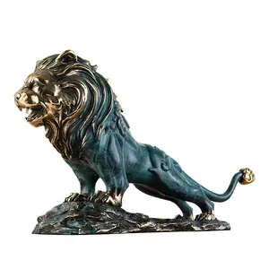 Scultura in bronzo di leone a grandezza naturale con grande giardino su misura per esterni animali di vendita calda