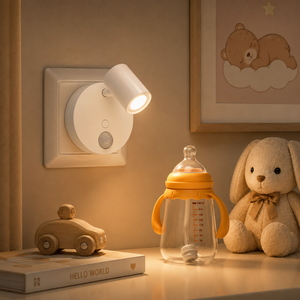 <b>Motion</b> <b>Sensor</b> <b>LED</b> Night <b>Light</b> Plug in Dimmable 2700K Warm White 360° Rotatable Wall Lamp for Bedroom Hallway - Product Image 6