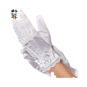 Costume da festa nuziale da sposa <span class=keywords><strong>guanti</strong></span> in raso rifiniti in pizzo bianco con fiocco HPC-2475 - Product Image 1