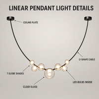 Lustre moderne de luxe en fer avec ampoule LED en verre, finition noire, à intensité variable, modèle Badu 7735, 3500K blanc chaud pour salon