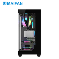 Casing Komputer ATX Mid Tower, Chassis Baja, Panel Samping Kaca Temper, Port USB & Audio, Pendingin 360 mm, Enclosure Meja