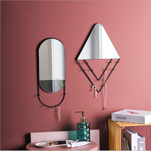 Specchio decorativo da <span class=keywords><strong>parete</strong></span> <span class=keywords><strong>con</strong></span> ganci per portagioie rifornimento della fabbrica supporto per pittura a olio rotonda in ferro trasparente in metallo - Product Image 1