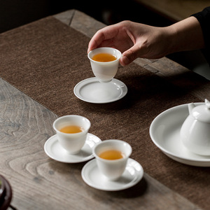 White Porcelain <b>Teacup</b> Coaster Round Ceramic Anti Scalding Kung Fu Tea Set Accessory Traditional Chinese Style - Product Image 3