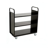 Chariot à livres en métal pour bibliothèque, chariot à livres en fer contemporain pour librairie, mobilier scolaire double face, équipement scolaire