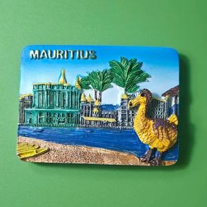 Souvenirs touristiques de <span class=keywords><strong>Maurice</strong></span> en gros, aimant 3D en polyrésine, oiseau Dodo, paysage de plage, aimant de réfrigérateur, prix d'usine - Product Image 1