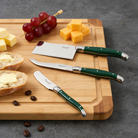 Ensemble de 3 couteaux à fromage Laguiole en acier inoxydable avec manche ABS vert, vente directe usine, qualité professionnelle, prêt à l'exportation en gros