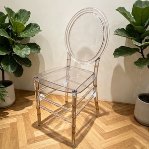 Muebles de comedor de plástico transparente apilable, silla <span class=keywords><strong>Charivari</strong></span>, silla de boda Brida acrílica de estilo elegante con respaldo redondo - Product Image 2