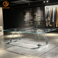 Table de tennis de table en acier inoxydable de taille standard pour compétition internationale, table de ping-pong en verre trempé transparent