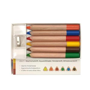 Lot de 6 crayons de couleur pour aquarelle de haute qualité 3 en 1, <span class=keywords><strong>taille</strong></span> jumbo, fournisseur d'art, <span class=keywords><strong>crayon</strong></span> de couleur avec <span class=keywords><strong>taille</strong></span>-<span class=keywords><strong>crayon</strong></span> et pinceaux gratuits - Product Image 3