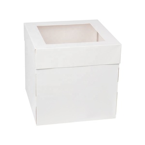 Custom High Quality Cake Boxes Window 12 x 12 inch White Bread Box Foldable Cake Container Transparent Dessert Cake Box