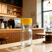 Pot en verre rond de 200 ml de haute qualité avec ouverture large et couvercle à vis en plastique PP de couleur personnalisée pour le stockage de poudre de café