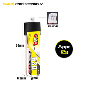 GAONENG GNB 1S 3.8V HV 530MAH 90C 180C Plastic Head PH2.0 LiPo <b>Battery</b> Tinyhawk Brushless Kingkong Tiny7 Beta75S - Product Image 2