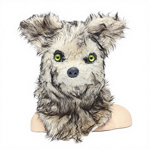 Máscara de Lobo de Peluche con Boca Móvil para Halloween, Máscara de Terror de PVC/Peluche para Pascua y Carnaval - Product Image 1