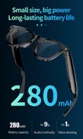 Gafas Inteligentes con IA, Cámara de 8MP, Traducción en Tiempo Real, Asistente de Voz, Control de Música, Grabación de Fotos y Videos, Gafas con Bluetooth