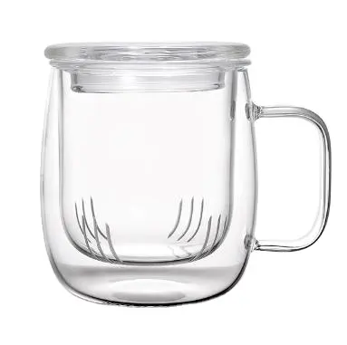 Moderner hitzebeständiger Glas-Teebecher Becher mit Infusorfilter und Deckel großartige Geschenkidee für Tee-Enthusiasten