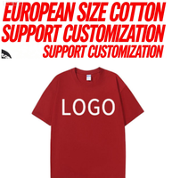 Camiseta de Manga Corta de Algodón Puro con Hombros Caídos, Tallas Europeas y Americanas, Corte Holgado, Camiseta para Hombre con Impresión de Logotipo Personalizado