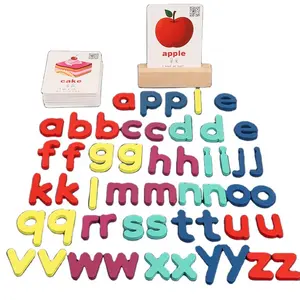 Matching Shape Letter Games Children Wooden Alphabet Spelling Words Blocks Flash Cards Preschool Educational Toys