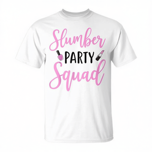 Slumber Party Squad T-Shirt Pink And Black Design <b>Sleepover</b> Wear - Product Image 3