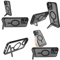 Casing Kristal untuk iPhone 14 17 Air 16 15 13 12 11, Cover dengan Penyangga dan Magnet untuk iPhone 15 Pro Max, Aksesoris