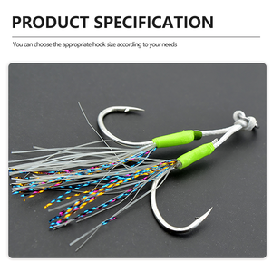 Hameçon d'assistance Black King Kong à âme en acier avec ligne lumineuse <span class=keywords><strong>7</strong></span> couleurs et époxy anti-morsure à rainures sanguines renforcées pour jigging en eau salée - Product Image 6