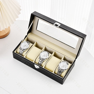 Mejor color negro 6 bits 12 bits caja de cuero Pu de gama alta caja de reloj de ventana Bloqueo de palabra 12 rejilla reloj pantalla soporte de muñeca caja de escaparate - Product Image 5