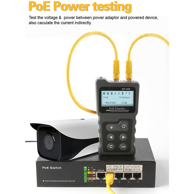 Multifunctional Power Over Ethernet Network Wiremap Tester LCD Backlight Cable Continuity Digital signal Network Tester