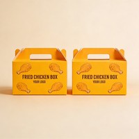 Boîte à emporter en papier pour poulet frit avec logo personnalisé, impression numérique, emballage alimentaire pour snacks, boîte avec poignée