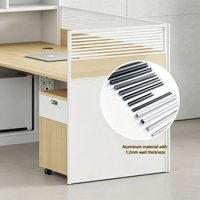Bureau financier écologique E0 avec armoire haute, poste de travail face à face, table d'ordinateur pour comptable, cloison de séparation pour poste de travail individuel