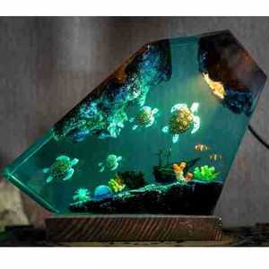 Adorno Luminoso de Resina Marina con Forma de Tortuga Marina y Naufragio, Decoración de Ecosistema Oceánico con Luz LED y Pez Payaso para Regalo Coleccionable - Product Image 2
