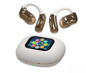 高度なレザーテクスチャデュアル耳TWSイヤホン大型カラータッチディスプレイ画面インテリジェントノイズリダクション長時間 - Product Image 2