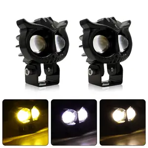 JHS 2.6inch Led Work Light Owl Led Motorcycle Fog Light Dual Color Angel Eyes 60w Led Motorcycle Light For Offroad Vehicles