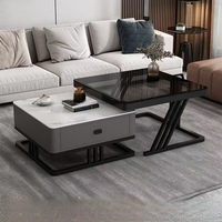 Table Basse Convertible en Bois, Style Moderne et Durable, Simple et Luxueuse, Meuble Portable pour Salon