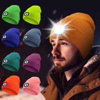 All'ingrosso inverno caldo in maglia illuminata berretto Unisex invernale LED berretto con luce