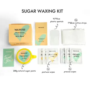 Patent Ontwerp Hot Sale Private Label Wateroplosbaar Zacht Medium Hard Suikerhoudende Wax Ontharing Pasta Kits Voor Beter Waxen