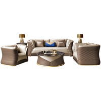 Luxuriöses Echtleder Modulares Sofa-Set Modernes Designer Wohnzimmer-Kombinationsmöbel für Hotel & Villa