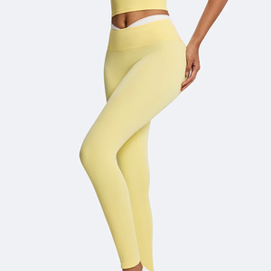 OEM Custom High Elastic Shaping Hip Lifting Contrast Spliced <strong>Lace</strong> <strong>Trim</strong> V Waist Slimming Women <strong>Leggings</strong> for Yoga Daily Sports - Product Image 3