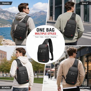 Sac à bandoulière pour homme avec chargement USB, en PVC résistant à l'eau, avec plusieurs poches et compartiment pour tablette 9,7 pouces - Product Image 3