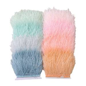 Bande de dentelle à bordure en <span class=keywords><strong>plumes</strong></span> d'autruche Yiwu, couleur unie, 8-10 cm, pour ourlet de manchette de vêtement, accessoires de confection DIY - Product Image 3