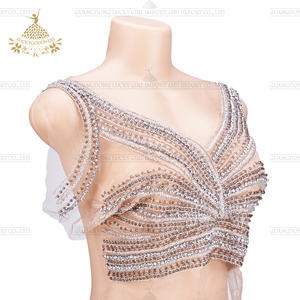 Popolare all'ingrosso fatto a mano pesante corpetto di perline costume di cristallo strass applique <span class=keywords><strong>milano</strong></span> sfilata di moda - Product Image 1