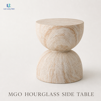 Table d'appoint Luca MGO Hourglass |   Table d'appoint ronde en oxyde de magnésium, aspect travertin, résistante aux intempéries, pour intérieur et extérieur, taille personnalisée, OEM