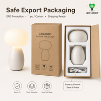 Lampe de chevet en céramique à brancher avec abat-jour flexible au design simple en forme de champignon, LED E27/E26 pour la décoration intérieure, vente en gros pour les boutiques de cadeaux